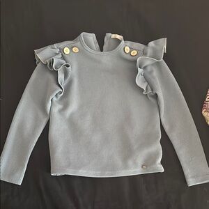 Blue Ruffled Knit Sweater 5-7 Girls